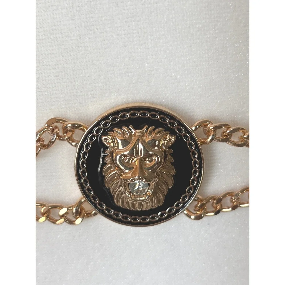 ALDO Chain Belt Women OS Gold Lion Head Medallion Double Strand Adjustable